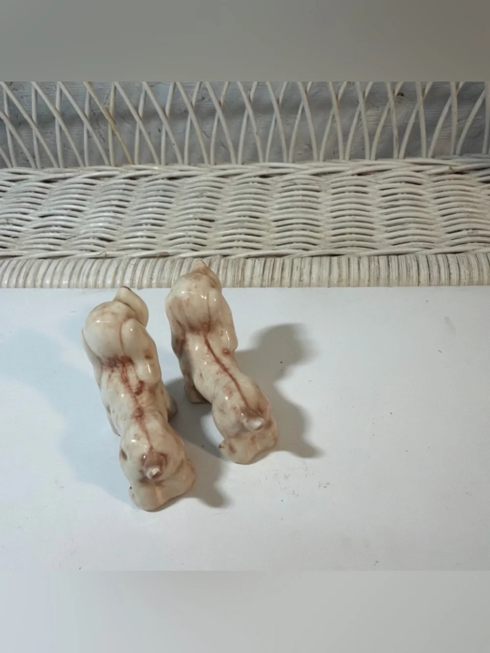 Vintage Mini Dog Figurines Set Ceramic Puppy Salt Pepper Small Collectibles